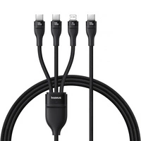 Cablu USB-C 3in1 Baseus Flash Series 3 100W - USB-C+USB-C+ Lightning 1,5m + 3 x 0,25m - negru