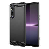 Husa Case husanounou Carbon pentru Sony Xperia 1 V flexibil siliko carbo capac negru Case