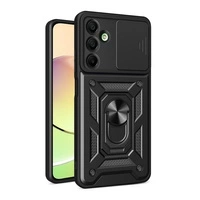 Husă Hybrid Armor Camshield cu protector pentru cameră și inel metalic pentru Samsung Galaxy A16 / A16 5G - negru