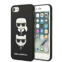 Husa Apple iPhone KARL LAGERFELD 7 8 SE 2020 SE 2022 Saffiano Iconic Karl&Choupette Head Black Hardcase