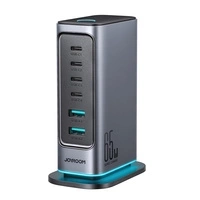 Încărcător GaN cu mai multe porturi Joyroom JR-TCM02 65W EU 4x USB-C 2x USB-A - gri închis