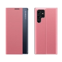 Noua husa Sleep Case pentru Samsung Galaxy S24 FE, husa cu clapa si suport - roz