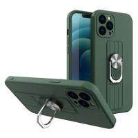 Husa Inel Case silikonou husa cu suport deget și suport pentru Samsung Galaxy S21 Ultra 5G verde închis Case