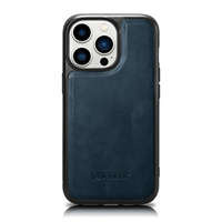 husa iPhone MagSafeiCarer Leather Oil Oil Wax acoperit în piele naturală pentru 14 Pro (compatibil cu ) albastru (WMI14220718-BU)