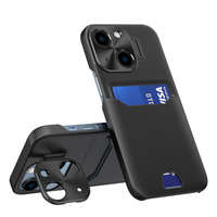 Husa Case Husa iPhone Stand din piele pentru 14 Plus Card Portofelul de acoperire cu Stand negru Case