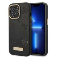 Husa Guess iPhone 13 Pro / 13 6.1" negru/negru greucase Placă cu logo Peony MagSafe