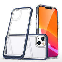 Husa husa iPhonenou Clear 3in1 14 Plus capac siliko cu cadru albastru Case