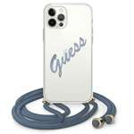 Husa GUESS Apple iPhone 12 12 Pro Script Vintage GUHCP12MCRTVSBL Hardcase albastru