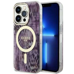 Husa iPhonecase MagSafe Guess GUHMP14LHLEOPOPWP 14 Pro 6.1" roz/roz tare Leopard Case