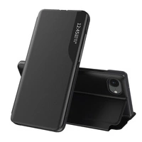 Husa Eco Leather View husa eleganta cu clapa si suport pentru iPhone 16e - neagra