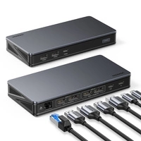 Adaptor HUB UGREEN CM615 USB-C la 2x USB-A, 1x USB-C 3.1, 2x HDMI, 2x DP, SD/TF, RJ45
