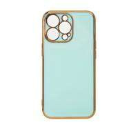 Case husa iPhone Culoare de iluminare pentru 12 Pro Max capac de gel cu ramă aurie mentă