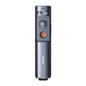Telecomandă multifuncțională Baseus Orange Dot pentru prezentări, cu pointer laser verde, reîncărcabilă (gri)