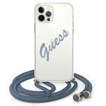 Husa GUESS Apple iPhone 12 Pro Max Script Vintage GUHCP12LCRTVSBL Hardcase albastru