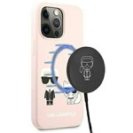 Husa KARL LAGERFELD Apple iPhone 13 13 Pro Silicone Ikonik Karl & Choupette MagSafe Pink Hardcase
