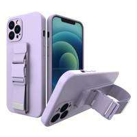 Frânghie case gel husa cu șnur lanț cu lanț de lanț sac iPhone 12 violet
