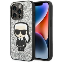 Husa Apple iPhone Glitter KARL LAGERFELD 14 Pro Max Flakes Ikonik Silver Hardcase