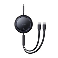 Cablu retractabil Baseus Bright Mirror Series USB-C - 2 x USB-C 100W 1m - negru