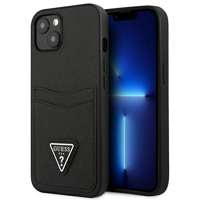 Husa GUESS Apple iPhone 13 Mini Saffiano Triangle Logo Cardslot Black Hardcase