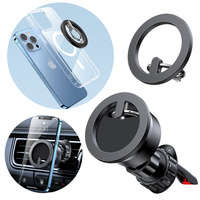 mag suport telefonul Joyroom kit multifuncțional netic auto inel de mașină stand negru (JR-ZS294)