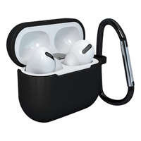 Husa pentru AirPods 3 silikonou husă moale casti + breloc pandantiv negru (case D)