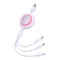 Baseus Bright Mirror 2 cablu Cablu 3in1 USB tip A - micro USB + Lightning + USB tip C 3.5A 1.1m violet (CAMJ010005)