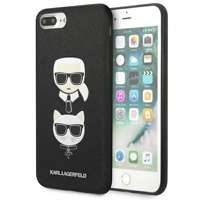 Husa Apple iPhone KARL LAGERFELD 7 Plus 8 Plus Saffiano Iconic Karl&amp;Choupette Head Black Hardcase