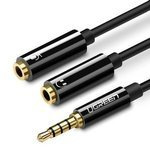 UGREEN Audio Splitter Cablu AUX Mini Jack 3.5mm pentru căști cu microfon 20cm negru