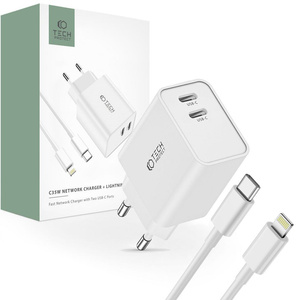 Tech-protect C35w Încărcător de rețea cu 2 porturi Pd35w + cablu Lightning alb