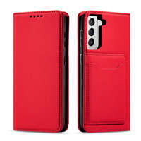 Magnet Card Case husa pentru Samsung Galaxy S22+ (S22 Plus) card portofel capacul de carduri de acoperire de carduri roșu