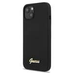 Husa GUESS Apple iPhone 13 Silicone Script Gold Logo Black Hardcase