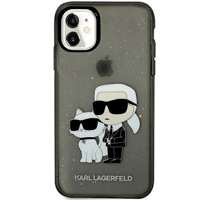 Husa iPhonecase Karl Lagerfeld 11 / Xr 6.1" negru/negru tare Gliter Karl&Choupette