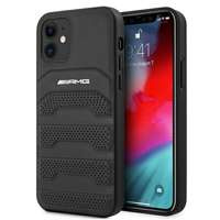 AMG AMHCP12SGSEBK iPhone 12 mini 5.4" negru/negru greucase Piele cu linii reliefate în relief