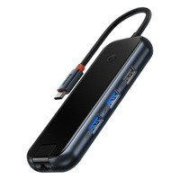 Baseus Stație de andocare AcmeJoy cu 6 porturi HUB (USB-C la USB-C PD&amp;Data/2xUSB3.0/USB2.0/HDMI/RJ45) gri închis (WKJZ01313)