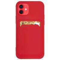 Card Case silikonou husa portofel cu buzunar pentru carduri documente pentru Samsung Galaxy A72 4G roșu