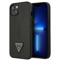 Husa Apple iPhone GUESS 14 Plus Saffiano Triangle Logo negru tare GUESS 14 Pluscase