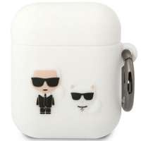 Karl Lagerfeld KLACA2SILKCW AirPods 1/2 capac alb/alb Silicon Karl & Choupette