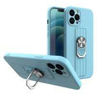Inel Case silikonou husa cu suport deget și suport pentru iPhone 11 Pro albastru deschis