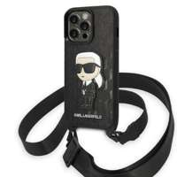 Husa iPhonecase Karl Lagerfeld 14 Pro 6.1" negru/negru tare Monogram Ikonik Patch