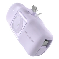 Wozinsky WF16-YCS 5000mAh 15W USB-C mini powerbank cu cablu USB-C încorporat și încărcător Apple Watch - violet