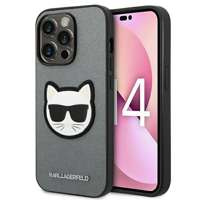 Husa Apple iPhone KARL LAGERFELD 14 Pro Max Max Saffiano Choupette Head Patch Silver Hardcase