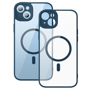 Kit de protecție Baseus Cadru transparent husa mag netic și folie sticla pentru iPhone 14 Plus (albastru)