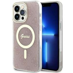 Husa iPhonecase MagSafe Guess GUHMP14XH4STP 14 Pro Max 6.7" roz/roz tare 4G Case
