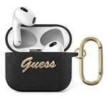Husa Guess GUA3SASMK AirPods 3 negru / negru Saffiano Script Metal Collection