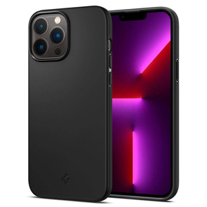 Husa Spigen iPhone 13 Pro Max Thin Fit Negru Case + Folie sticla Spigen Acoperire completă