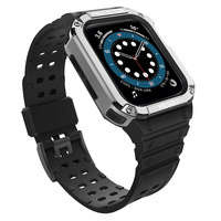 Protejați banda de curea de la husa pentru Watch 7 / 6 / 5 / 5 / 4 / 3 / 2 / SE (41 / 40 / 38mm) caz blindat de ceas negru