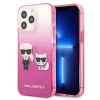 Husa KARL LAGERFELD Apple iPhone  13 13 Pro Gradient Ikonik Karl &amp; Choupette Pink Hardcase