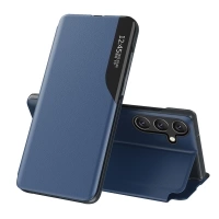 Husa Eco Leather View husa eleganta cu clapa si suport pentru Samsung Galaxy S25 Edge - albastra