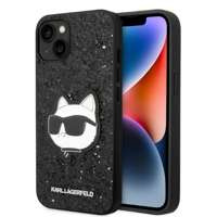 Husa iPhonecase Glitter Karl Lagerfeld 14 Plus 6.7" negru/negru Choupette Patch tare