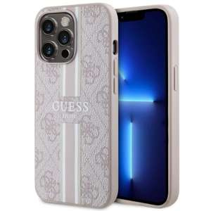 Husa iPhonecase MagSafe Guess GUHMP13XP4RPSP 13 Pro Max 6.7" roz/roz tare 4G cu dungi imprimate Case
